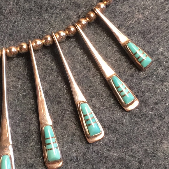 Sterling and turquoise necklace - Picture 2 of 5